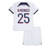 Paris Saint-Germain Nuno Mendes #25 Bortedraktsett Barn 2023-24 Kortermet (+ korte bukser)